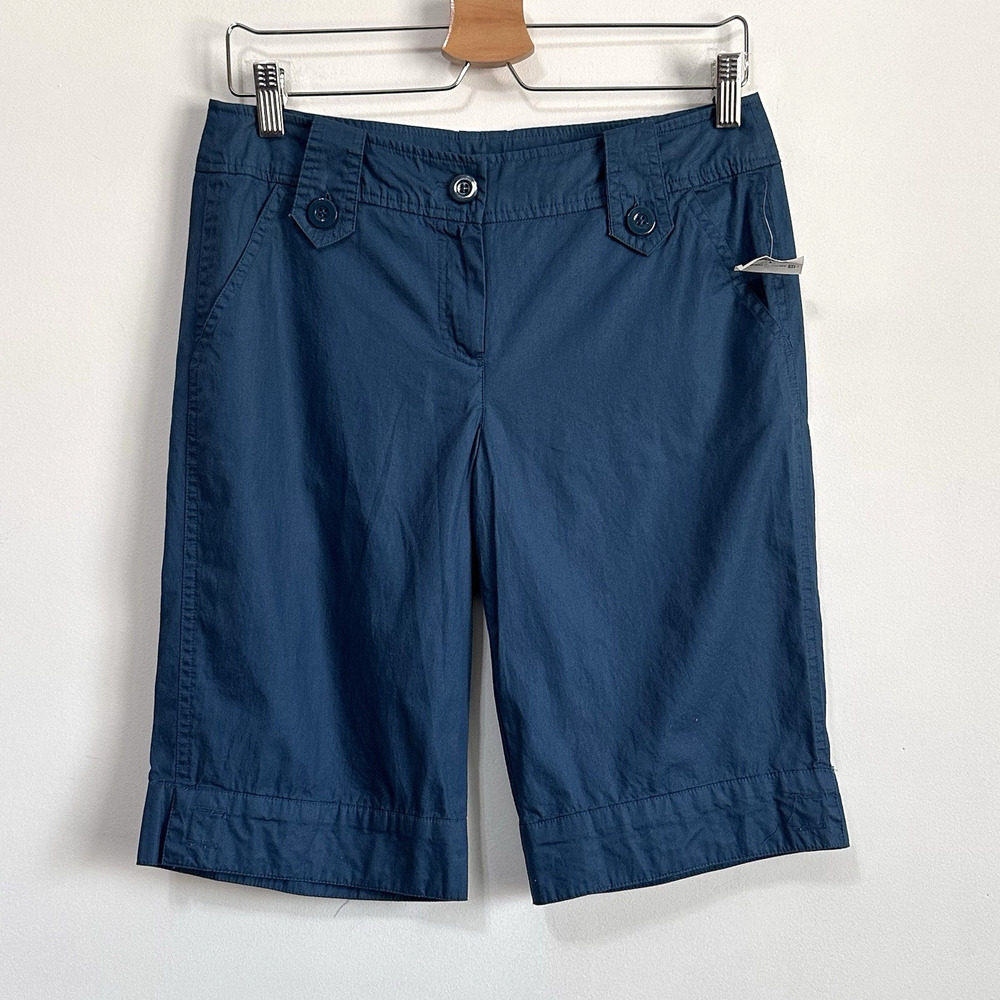 Sandro Shorts Size 6 12" Inseam Cotton Bermuda Classic Teal Summer Casual NWOT